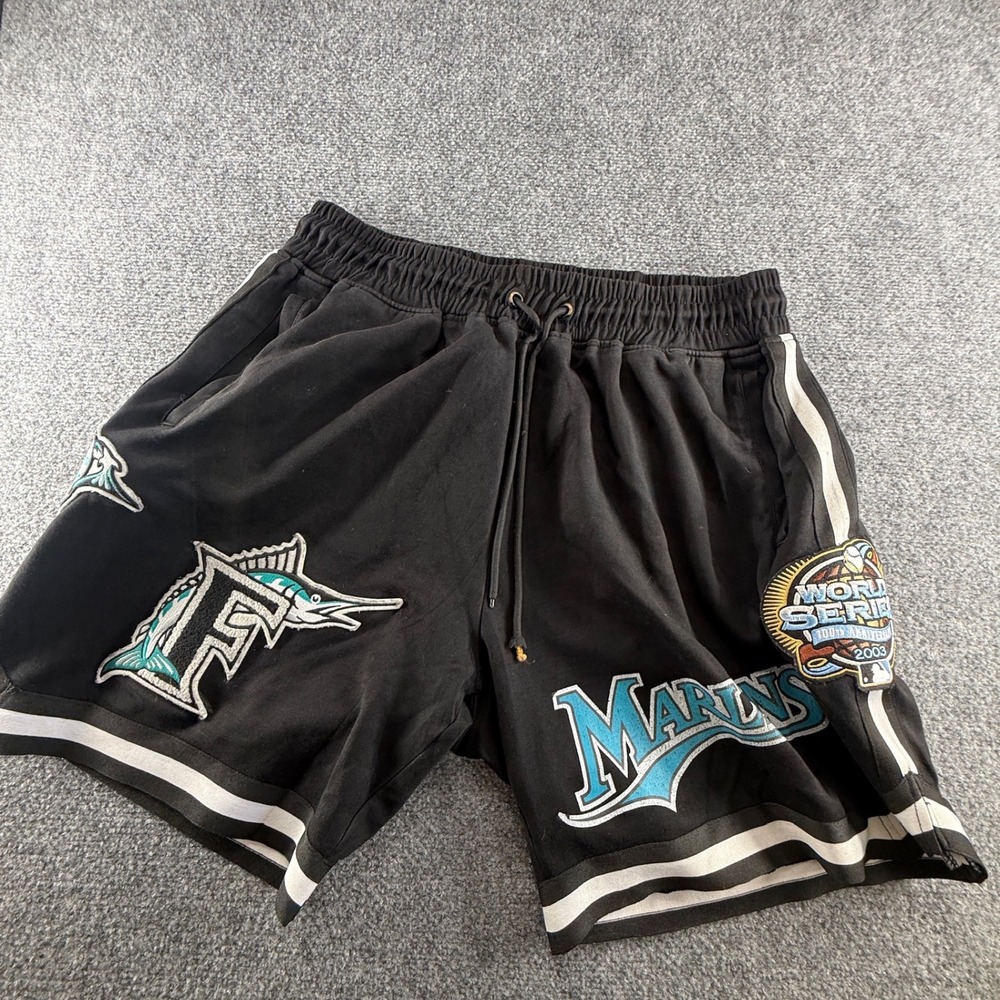 Florida Marlins 2003 World Series Anniversary Shorts Black Embroidered MLB Mens